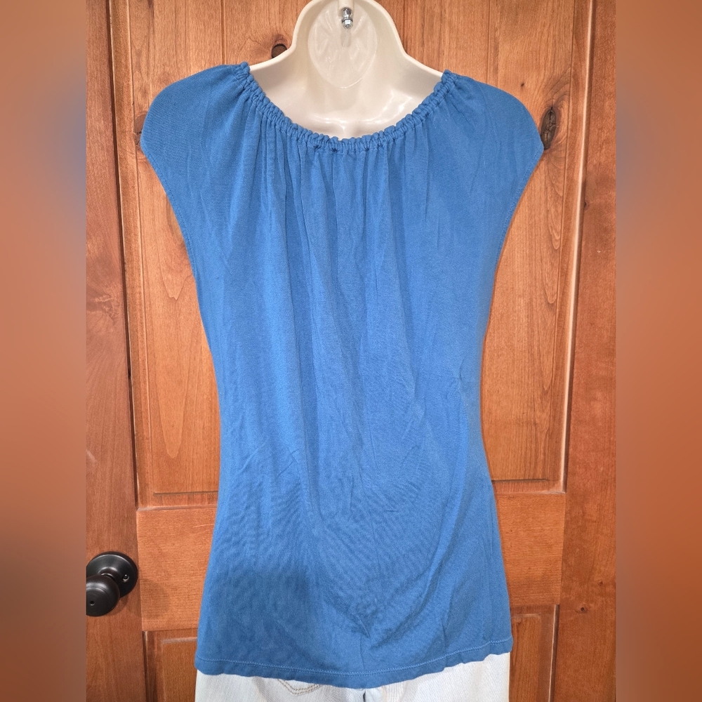 Ann Taylor Blue Ruched Tank Top - Picture 3 of 7